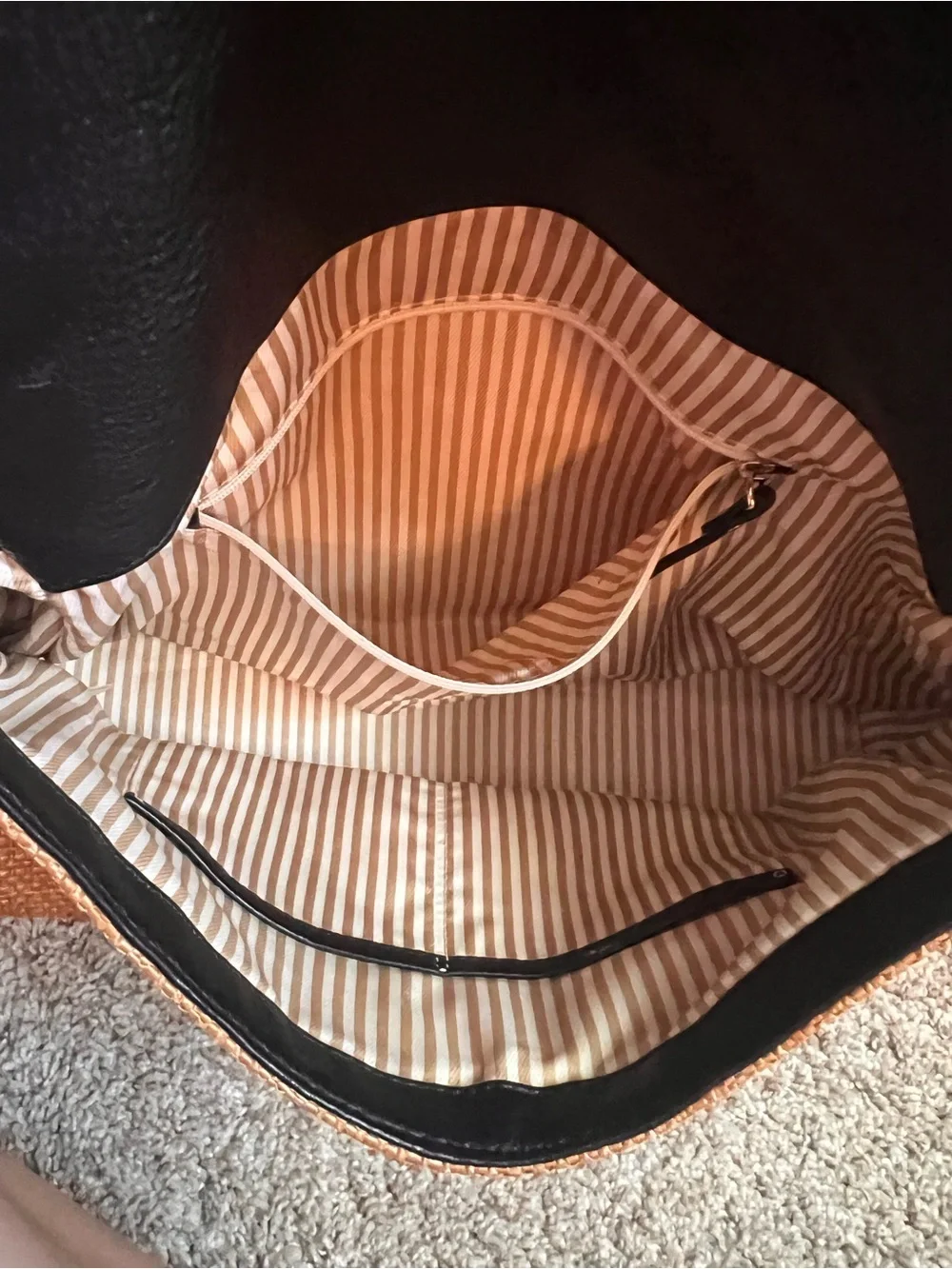 kate spade Black and Tan Woven Shoulder Bag with Top Handle